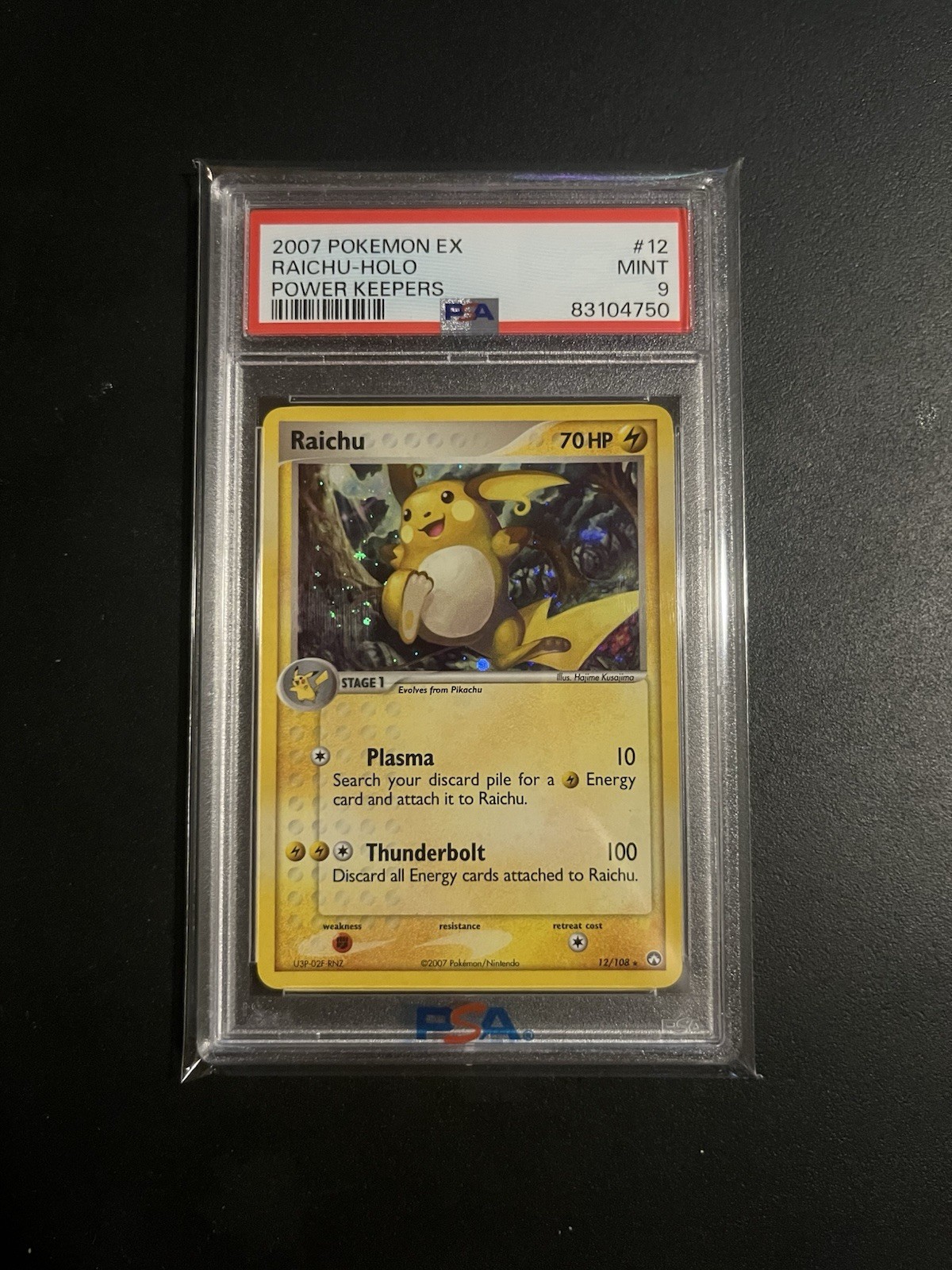 PSA 9 Raichu 12/108 Holo rara carta Pokemon EX Power Keepers come nuova