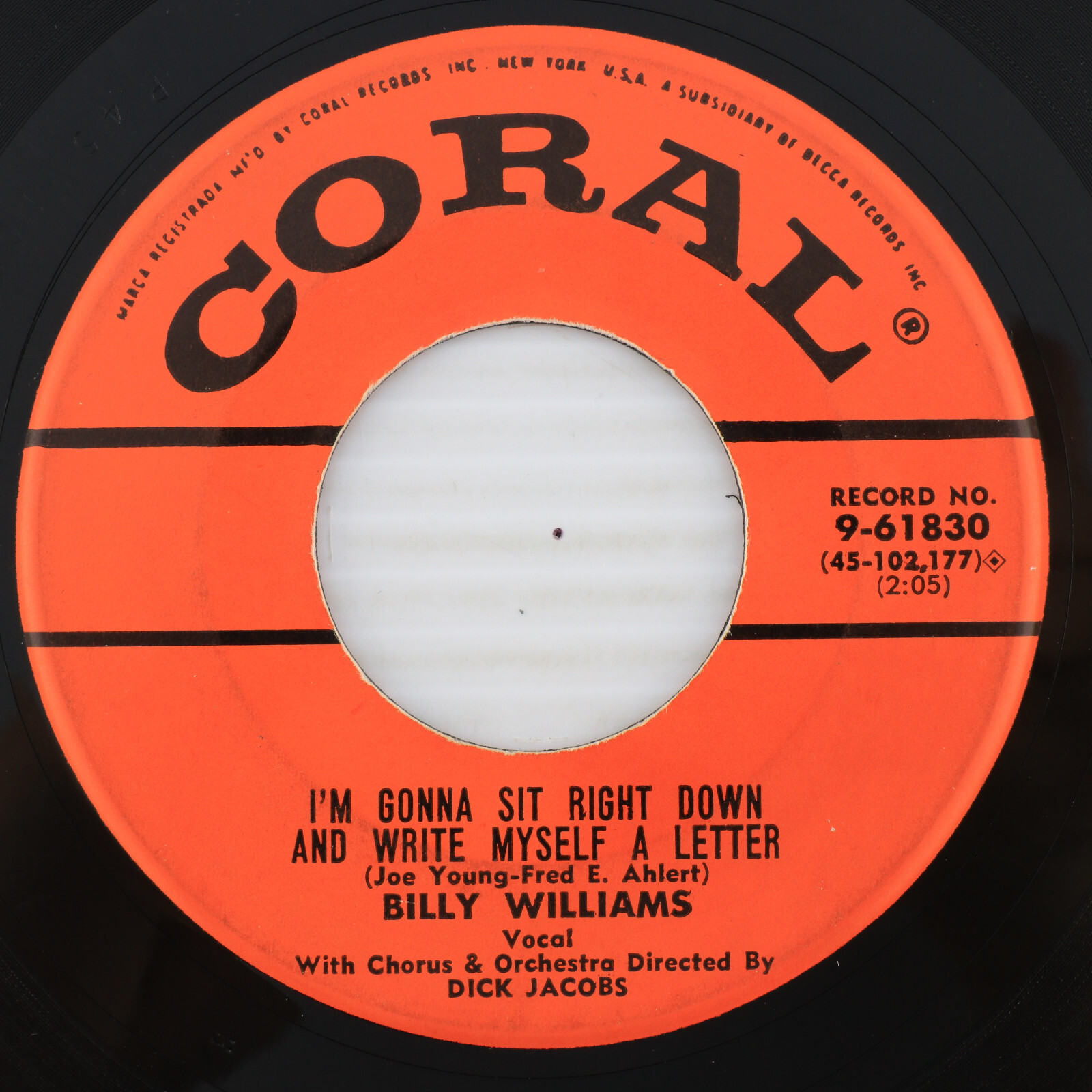 Billy Williams – Date With The Blues/I'm Gonna Sit Right Down 1957 45rpm Record