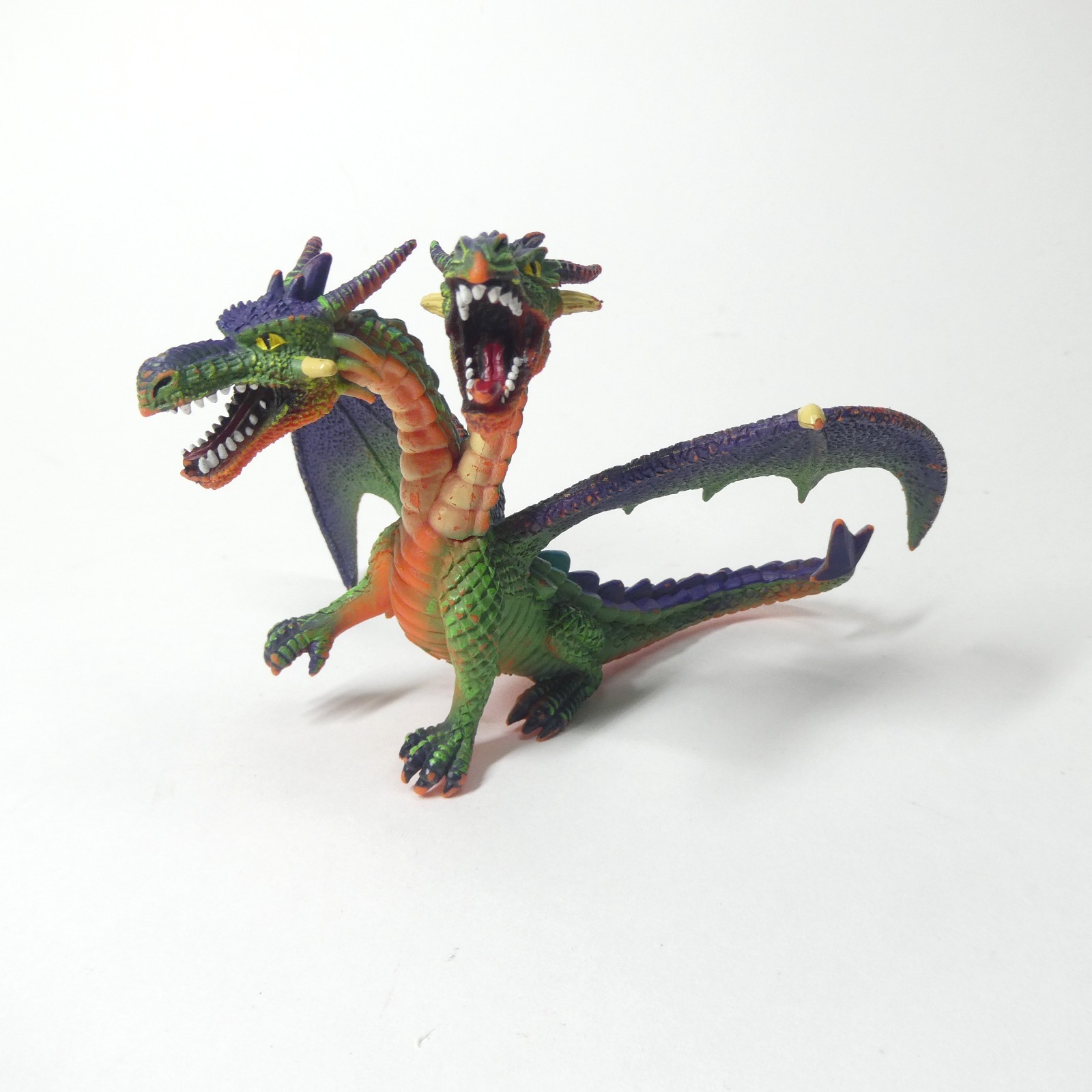 2 teste drago figura Bullyland Germania dipinto a mano vintage fantasy