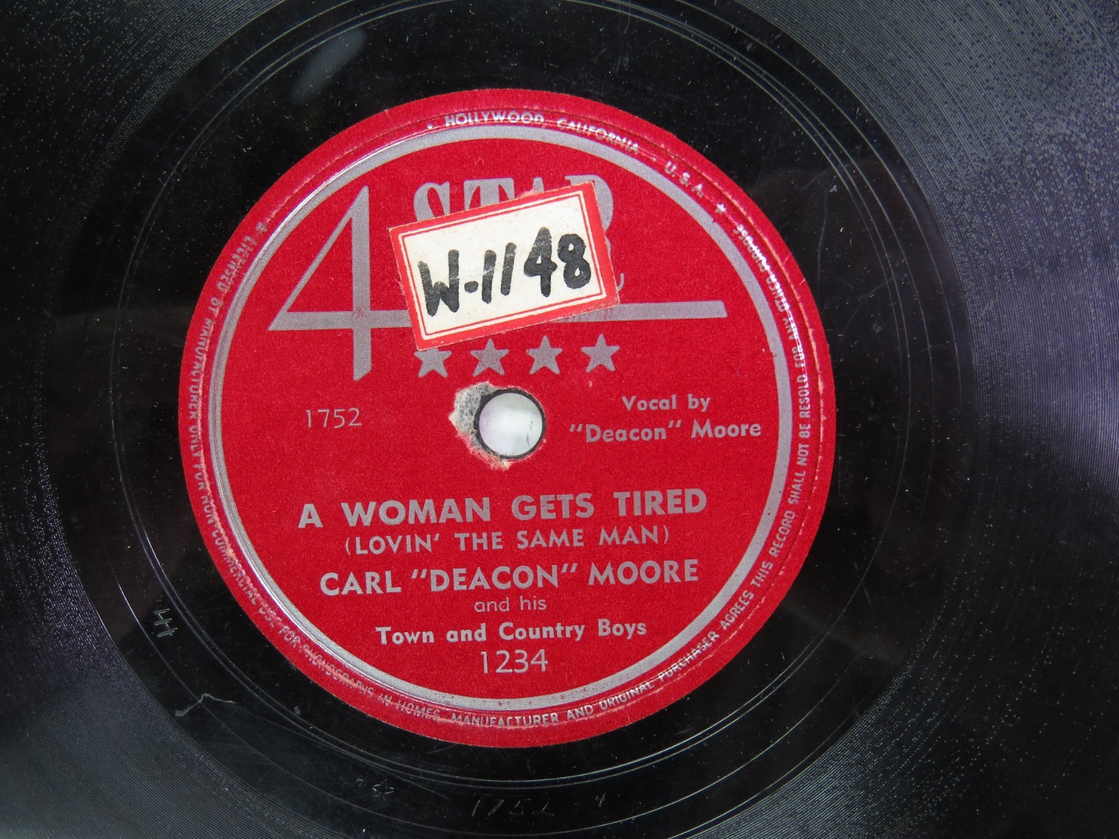 Carl "Deacon" Moore - 4 Star 1234 - Arkansas Boogie - 78 RPM