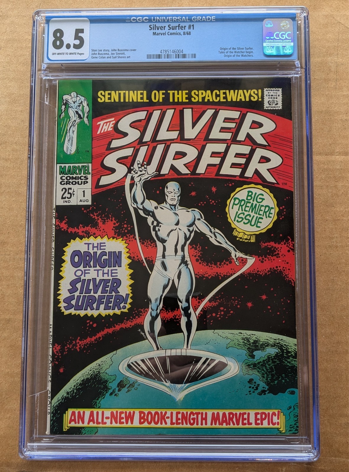 Silver Surfer #1 CGC 8.5 High End Marvel Key 1968 edizione originale sembra più bello MCU