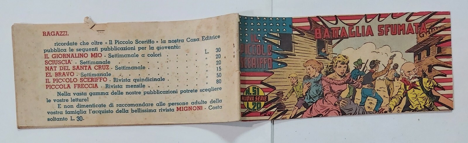 00384 IL PICCOLO SCERIFFO Striscia II Serie n. 51 Battaglia sfumata Torelli 1952