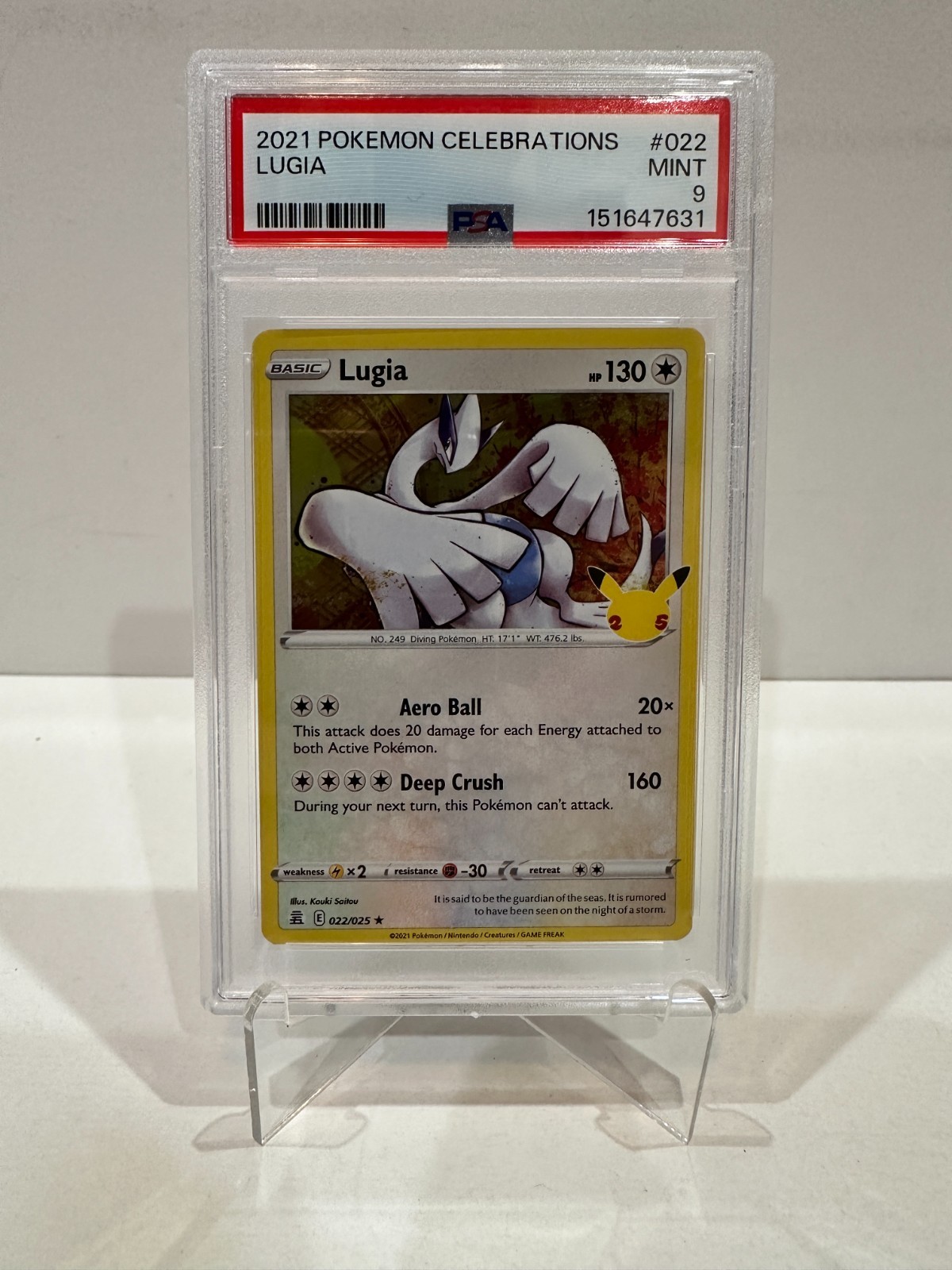 Pokemon Celebrazioni 2021 Lugia 022/025 Holo 25° Anniversario PSA 9 Mint