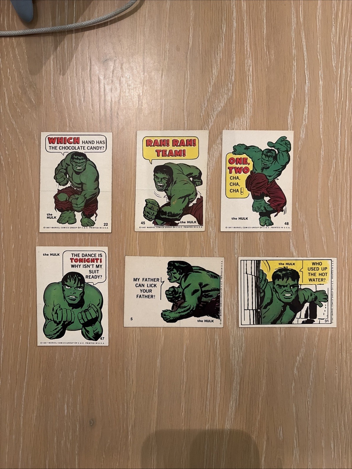 Lotto carte Philadelphia Gum Marvel 1967 fumetto supereroe adesivo The Hulk (6)