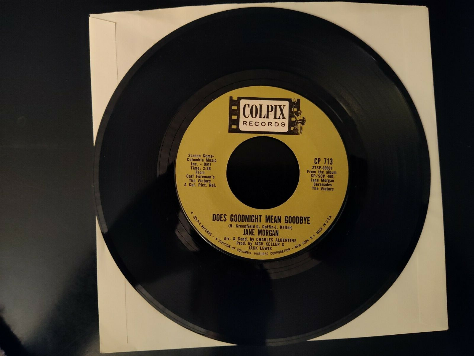 Jane Morgan - Bless 'Em All / Does Goodnight Mean Goodbye 45rpm 7" Colpix CP-713