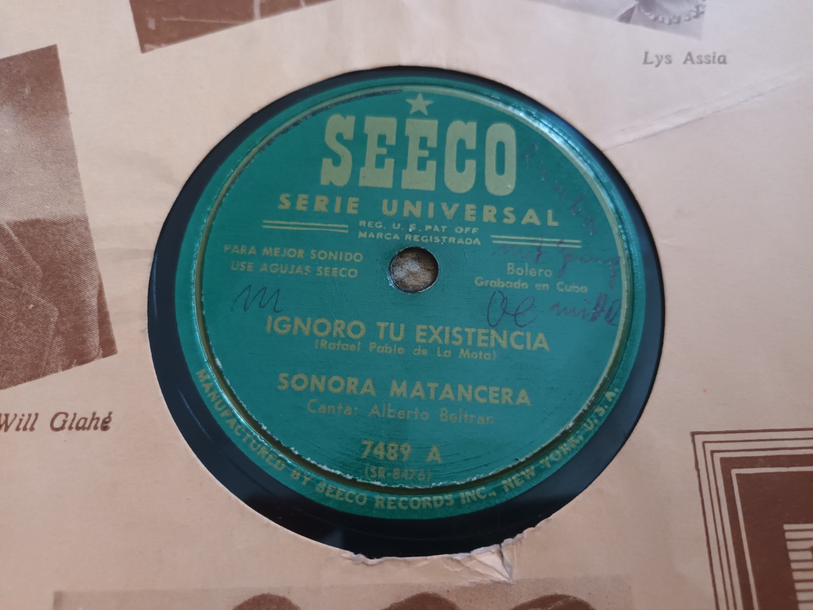 78 rpm ALBERTO BELTRAN - "Aunque me cueste la vida"/"Ignoro tu existencia" CUBA