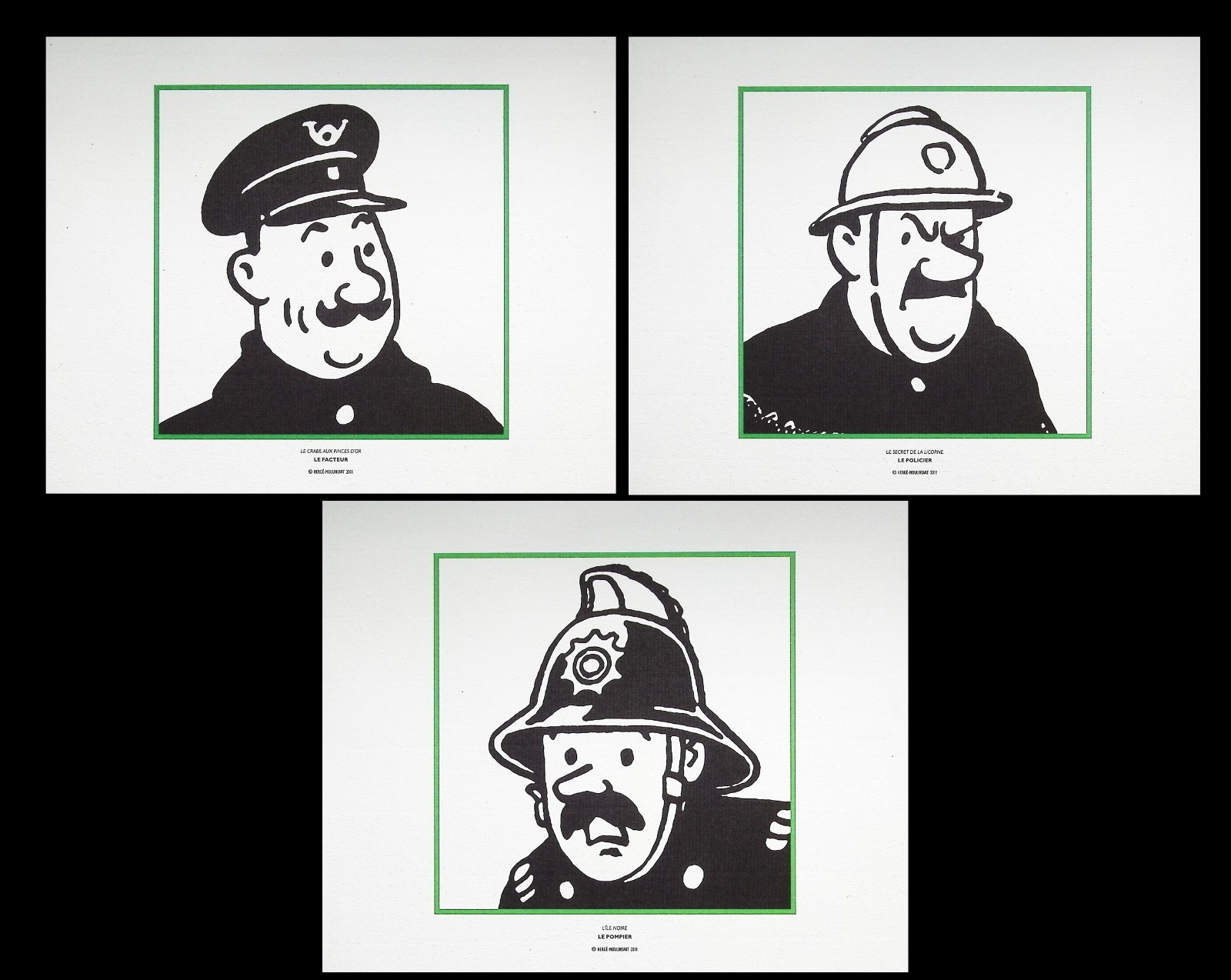 HERGÉ : TINTIN - Les Pompiers , 3 LITHOGRAPHIES Ex Libris, 2011