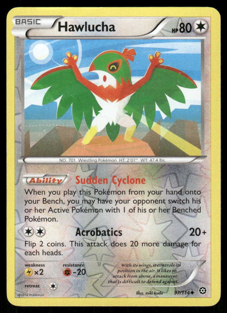 POKEMON HAWLUCHA STEAM SIEGE 97/114 REVERSE HOLO UC LP