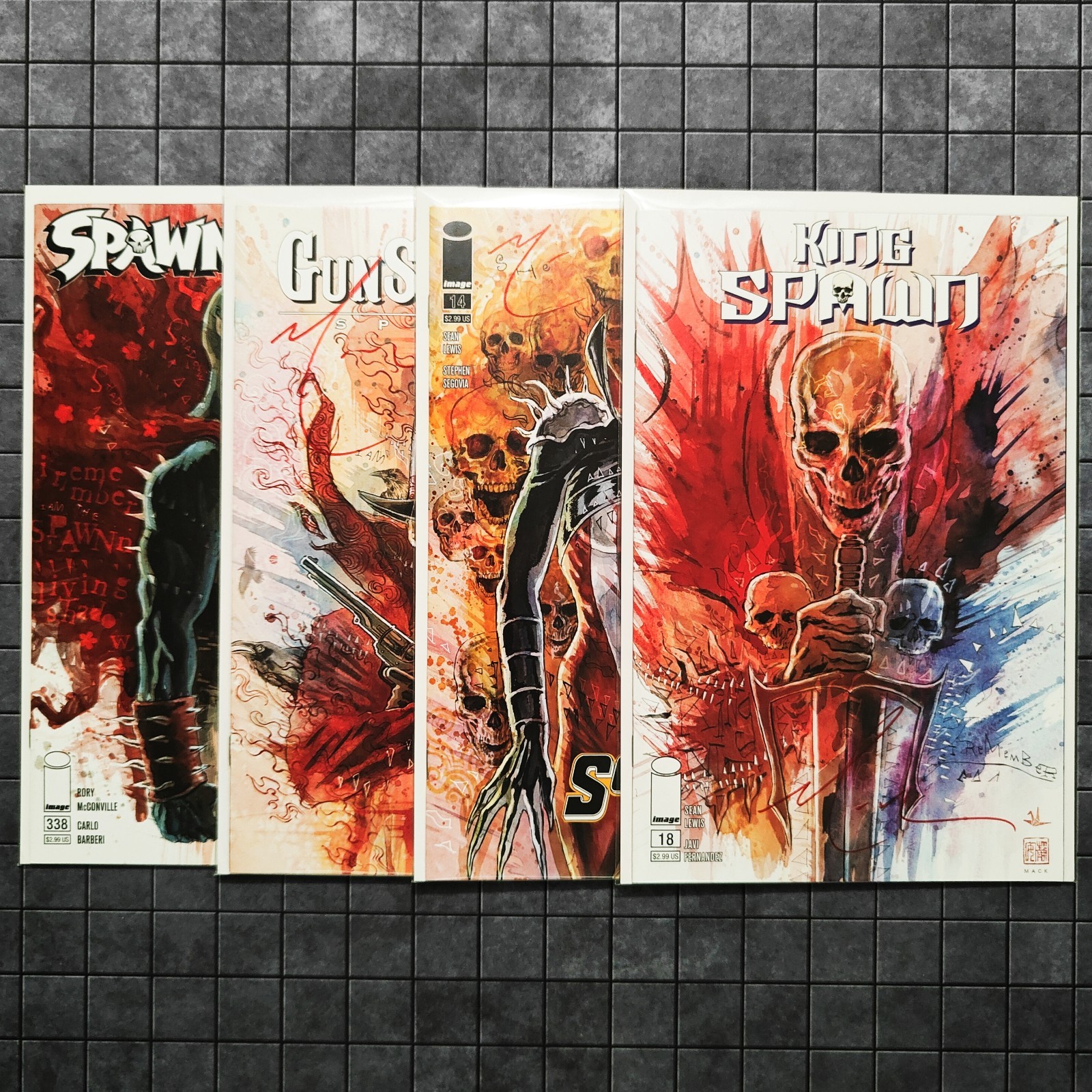 King Gunslinger Spawn Bruciato - Set di copertine variante David Mack TUTTE x4 FIRMATE - quasi nuove
