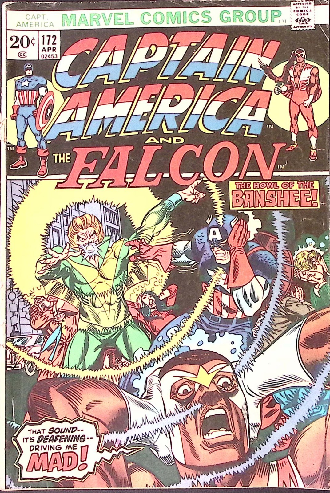 CAPTAIN AMERICA 172 1974 MARVEL COMICS THE BANSHEE KEY BRONZE AGE FALCON Z7980