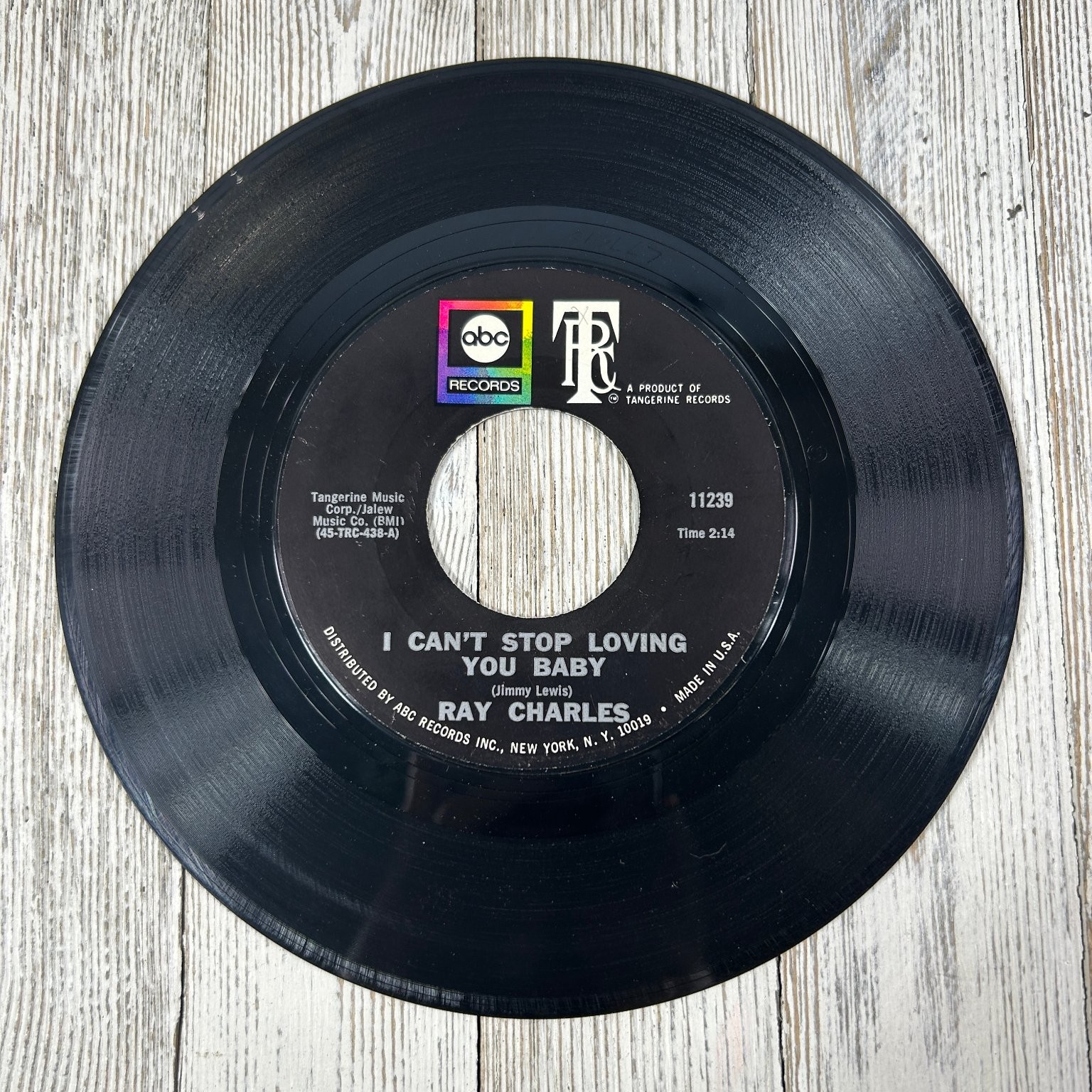 Ray Charles - I Can't Stop Loving You Baby 7" Record 1965 ABC R&B Soul 45 RPM