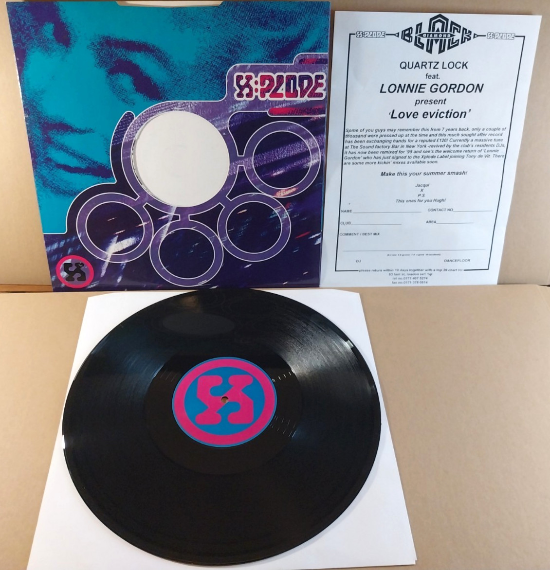 QUARTZ LOCK & LONNIE GORDON - Love Eviction (12" Vinyl Promo) 1995 House Classic