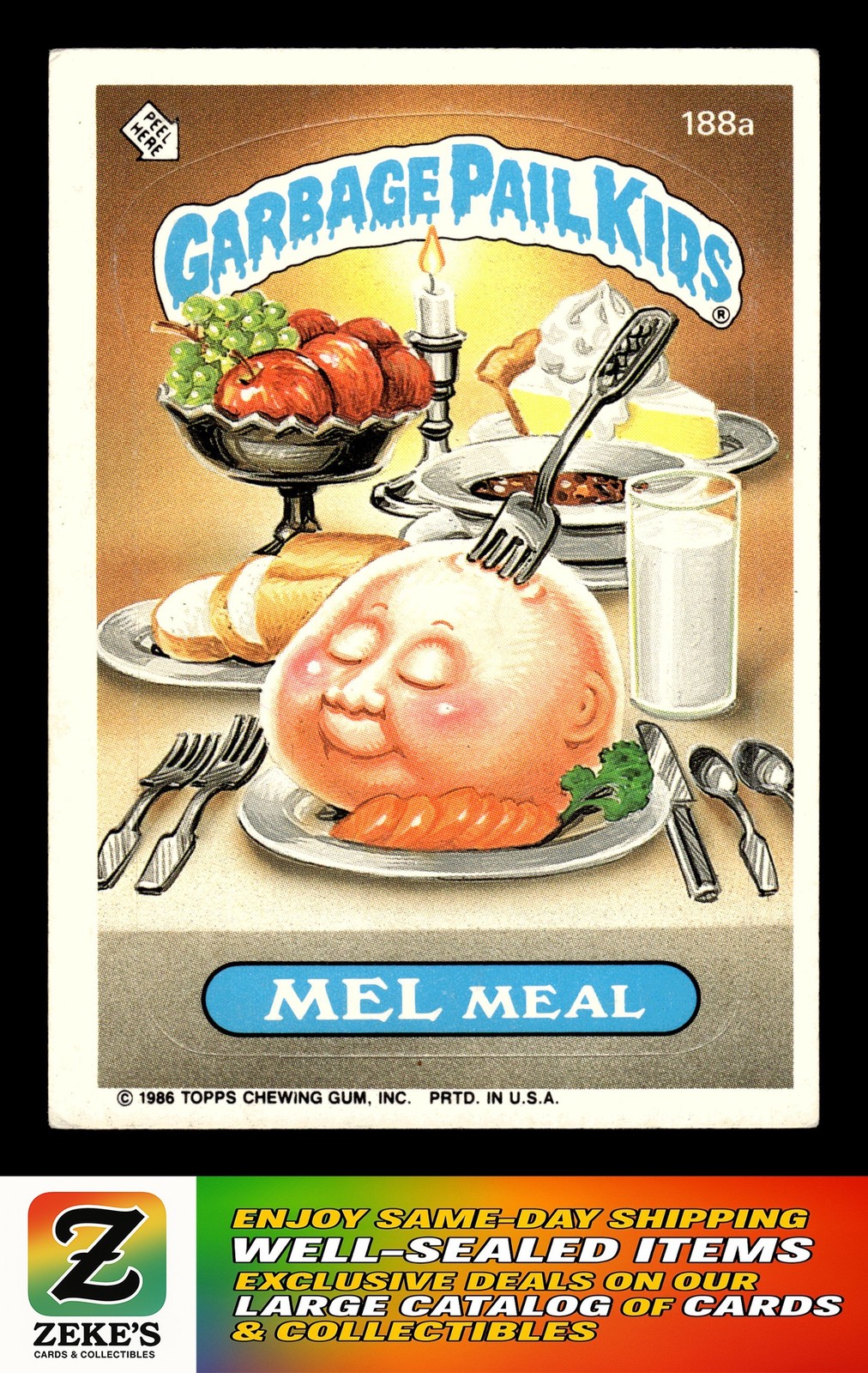 1986 Topps Garbage Pail Kids Series 5 #188a Mel Meal