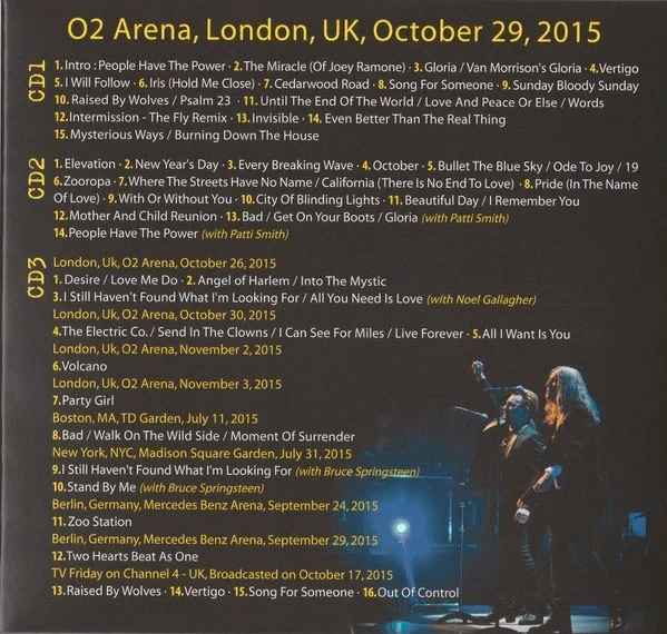 3CD U2 - O2 Arena, London, October 29, 2015 (digipak)