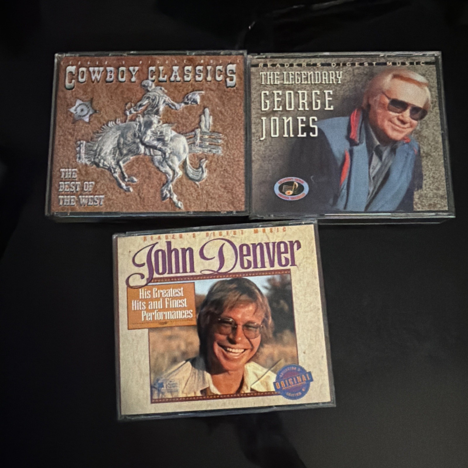 THE LEGENDARY GEORGE JONES 3 CD READER'S DIGEST 1997 & John Denver & Cowboy LOT