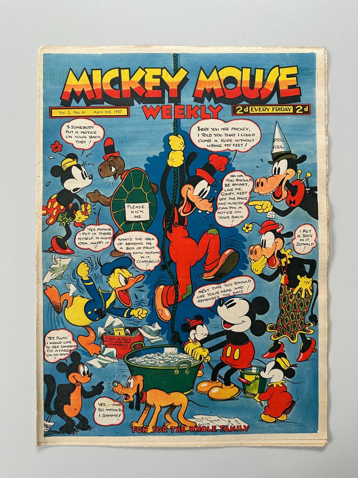Mickey Mouse Weekly Comic #61 April 3rd 1937 FN RARE