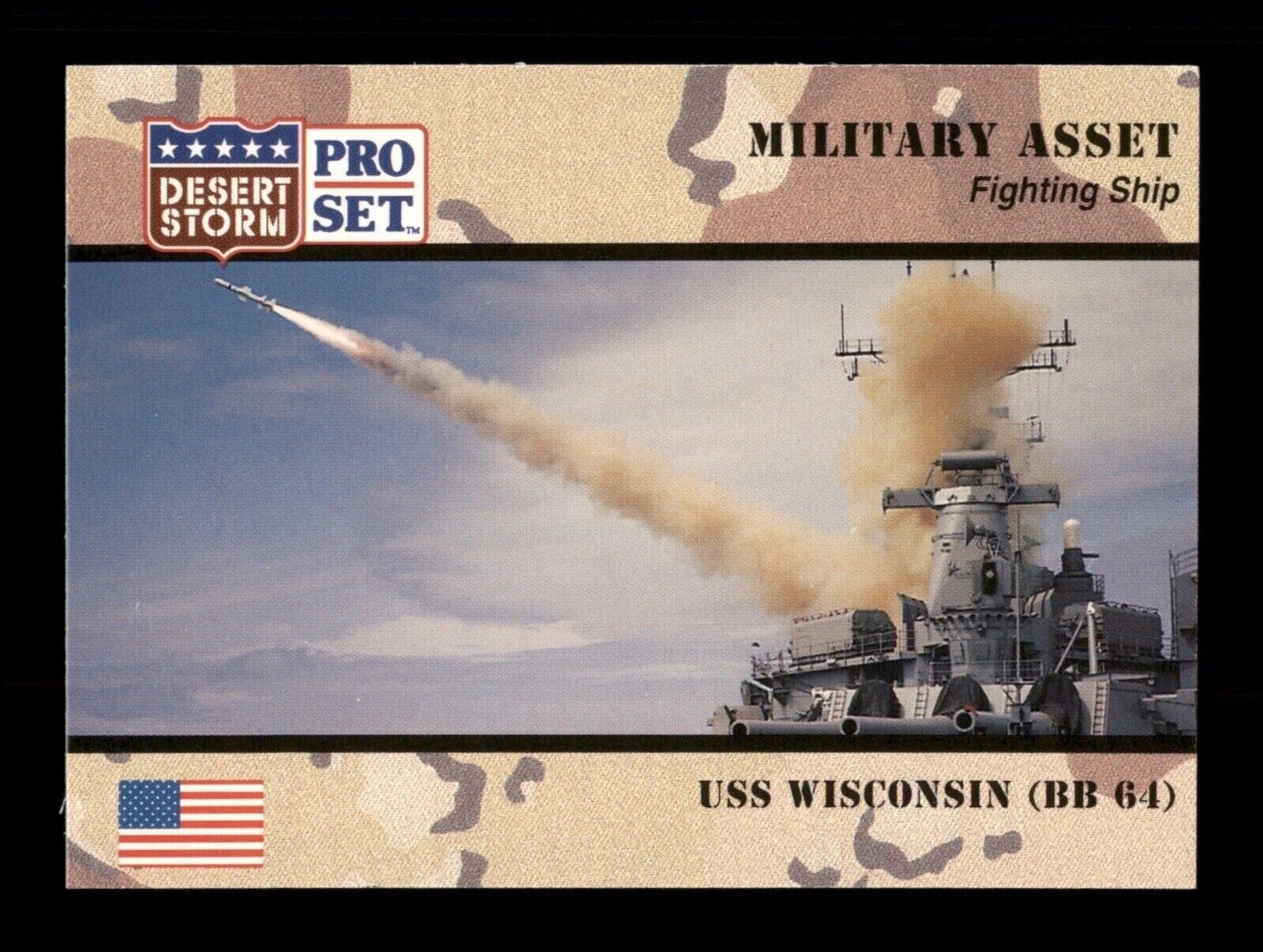 1991 USS Wisconsin (BB-64) 182 Pro Set Desert Storm Trading Card TC CC