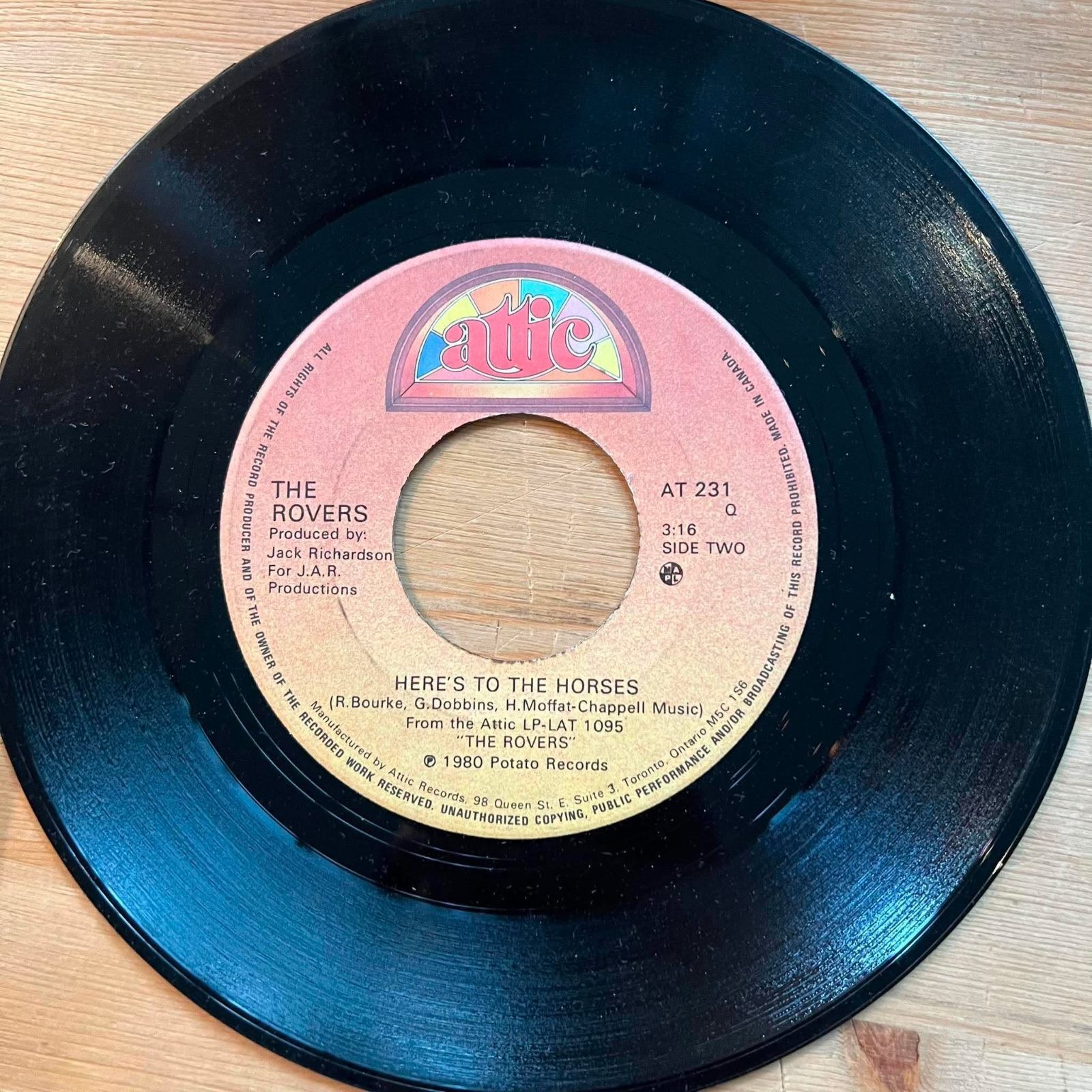 The Rovers - Here's to the Horses/Wasn't that a Party 45rpm VG+ R11