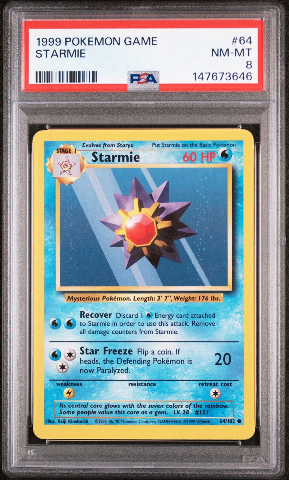 PSA 8 NM/MT 1999 GIOCO POKEMON #64 STARMIE UNLIMITED INGLESE