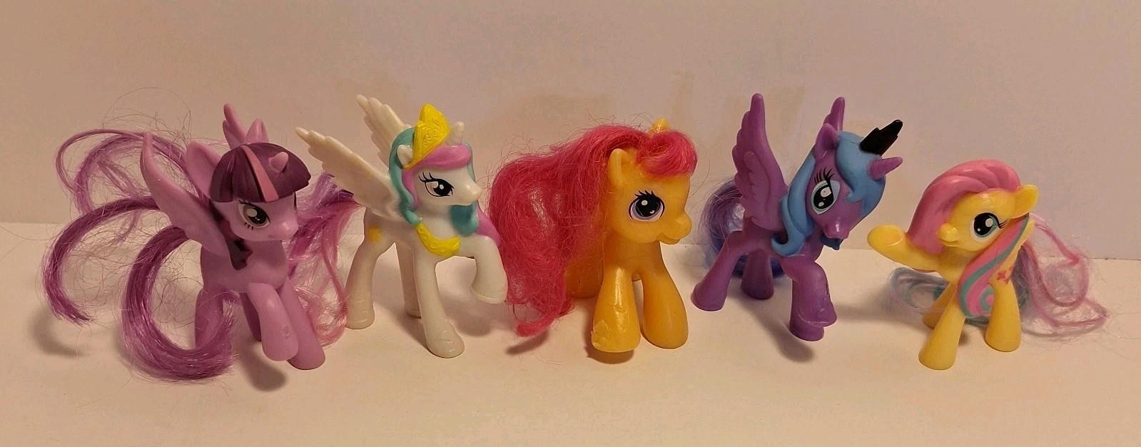  My Little Pony McDonald's Toys Mane 5 Brushable Tails Hasbro 3 Inches Tall