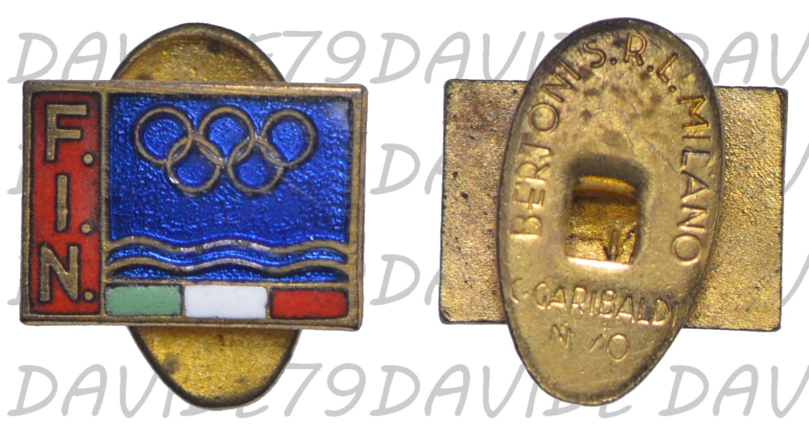 03132] DISTINTIVO SPILLA PIN - CONI  FIN FEDERAZIONE ITALIANA NUOTO - BERTONI