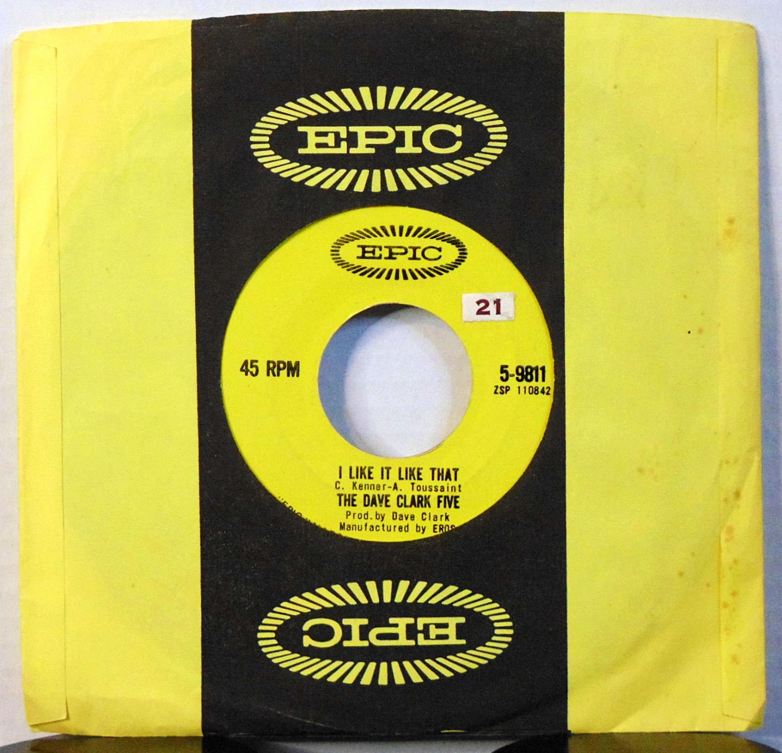 The Dave Clark Five-I Like It Like That -- 1965 Epic 7" 45RPM Rock Single Record