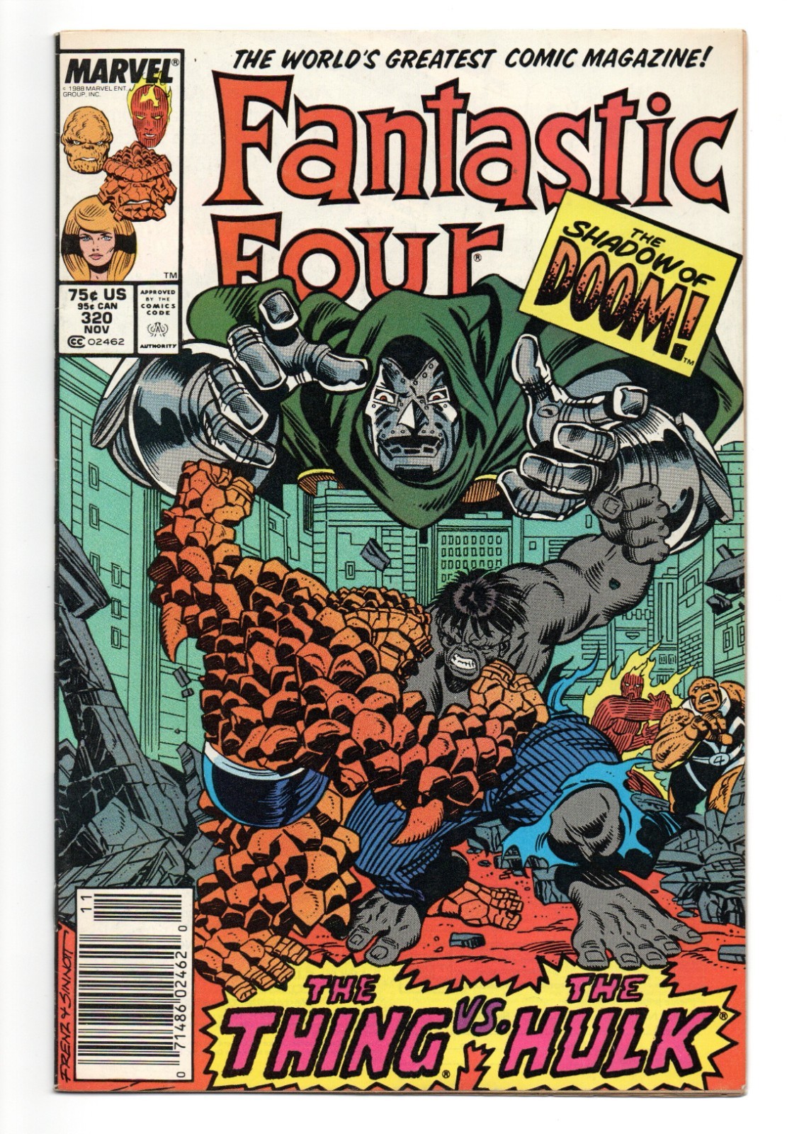 Fantastic Four #320 Edicola Doctor Doom Thing Hulk Copertina Marvel Comics 1988