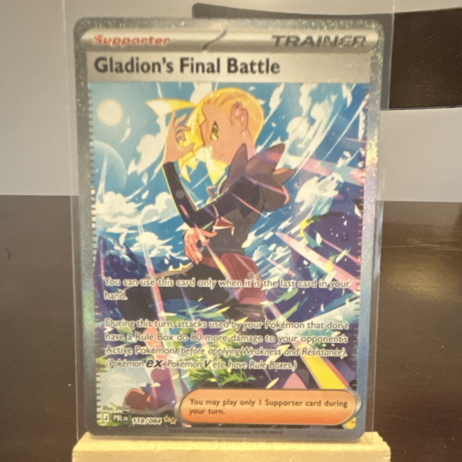 Gladion's Final Battle 118/084 illustrazione speciale raro pokemon nero pece quasi nuovo