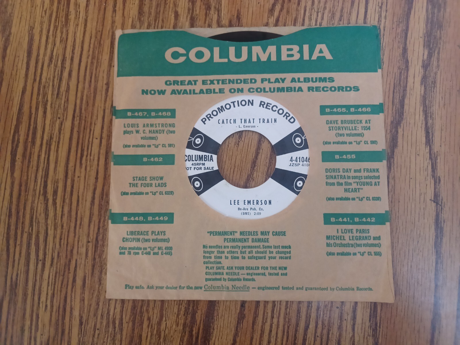 Columbia Promotion Record Lee Emerson 45 RPM 4-41046
