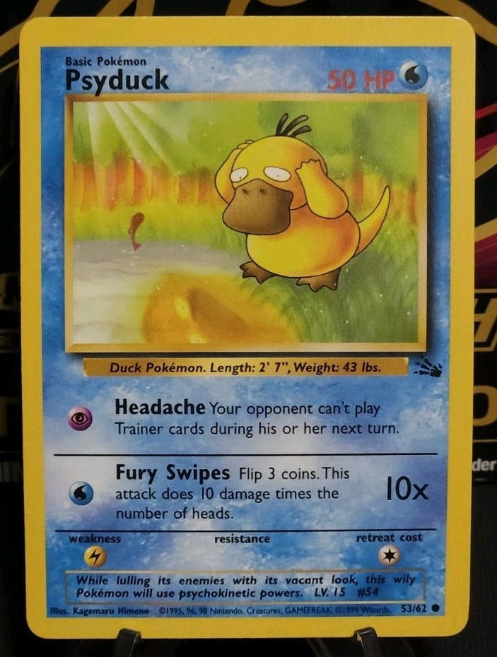 Pokémon Psyduck #53/62 Fossil Vintage Maghi della Costa quasi nuovo 