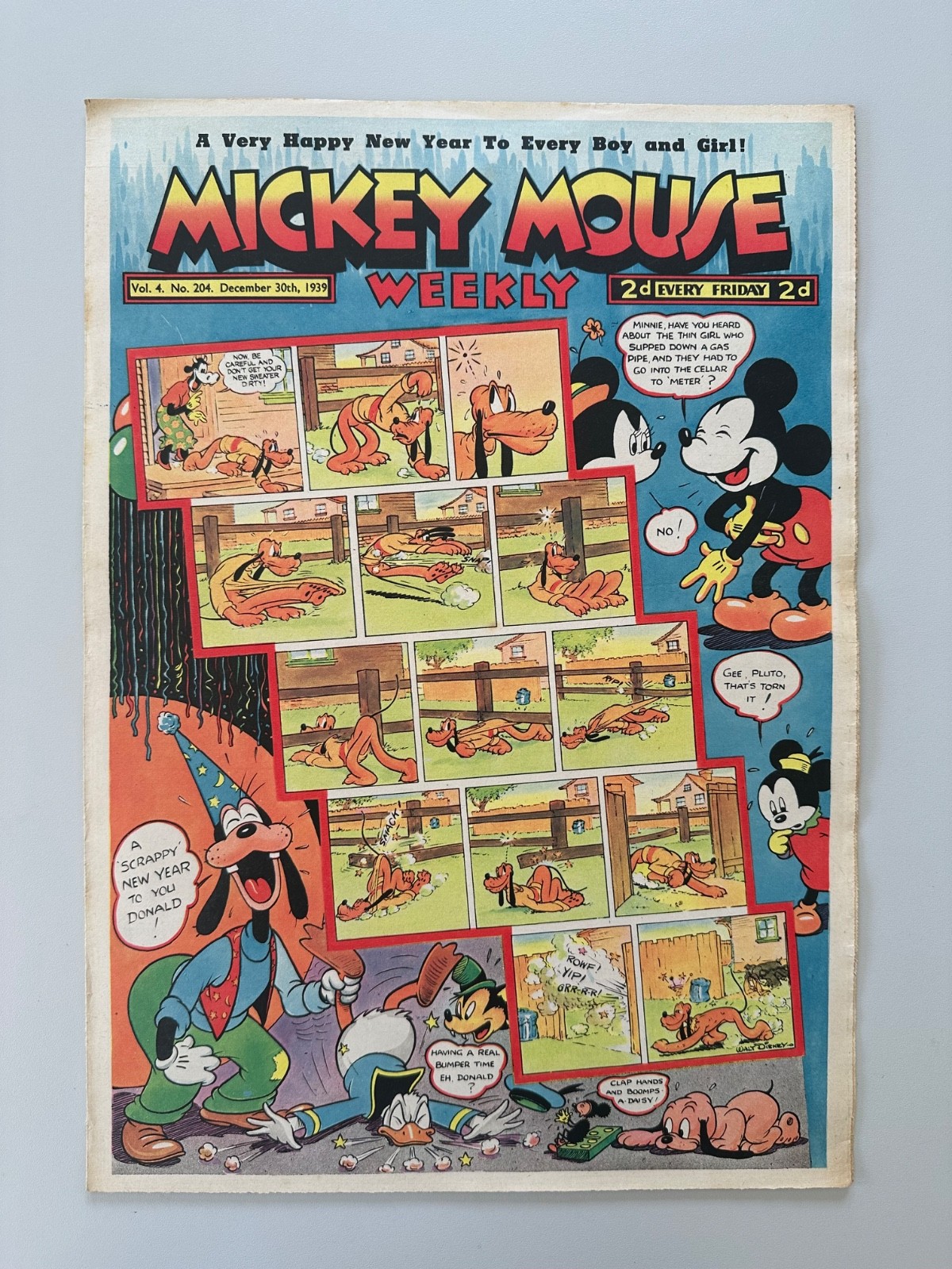 Mickey Mouse Weekly Comic #204 December 30th 1939 NEW YEAR FN RARE