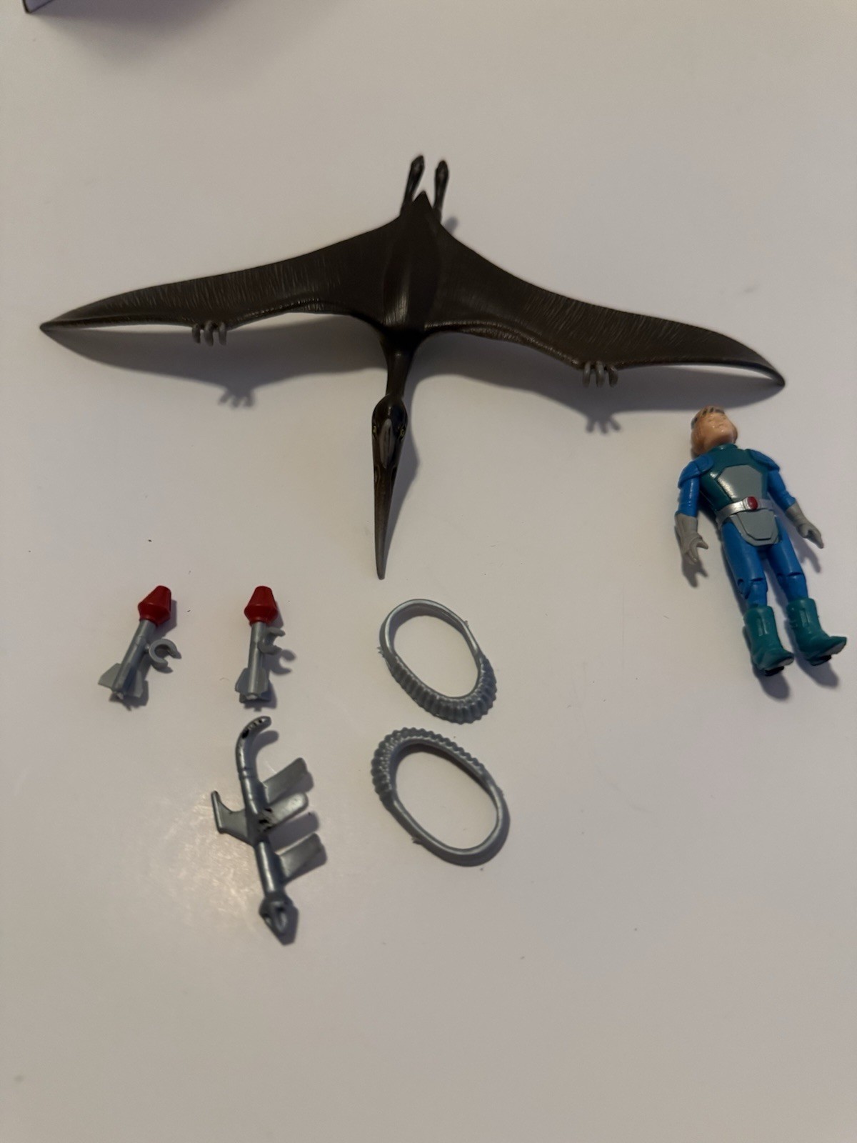 Figurina Pterodattilo Con Llahd Dino Riders 1987 Tyco Vintage 2,75" Quasi Completa