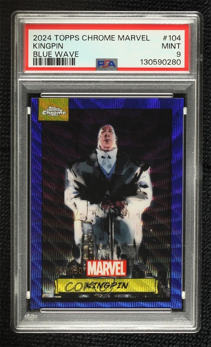 2024 Topps Chrome Marvel rifrattore onda blu 58/150 Kingpin #104 PSA 9 COME NUOVO 15wb