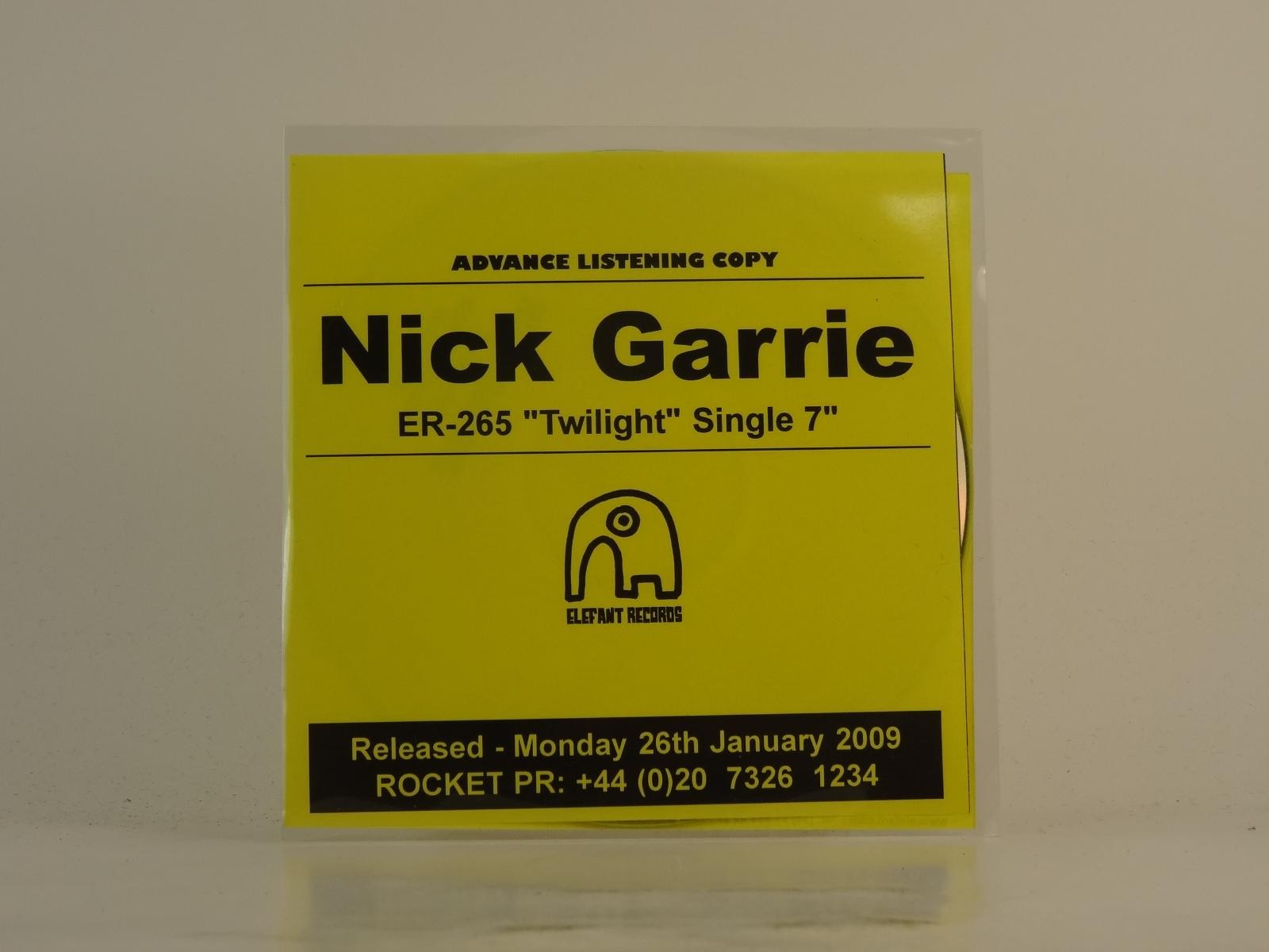 NICK GARRIE TWILIGHT (E2) 2 Track Promo CD Single including Picture Sleeve ELEFA