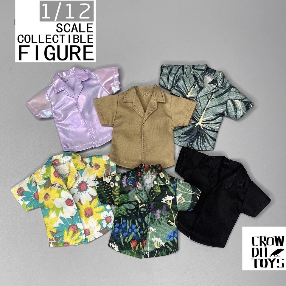Camicia CROWDHTOYS 1/12 scala moda trendy maniche corte fiori per figure 6''