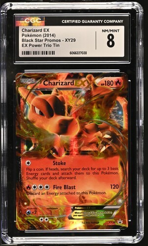CGC 8 CHARIZARD EX XY29 BLACK STAR PROMO POWER TRIO TIN POKEMON QUASI NUOVO/COME NUOVO