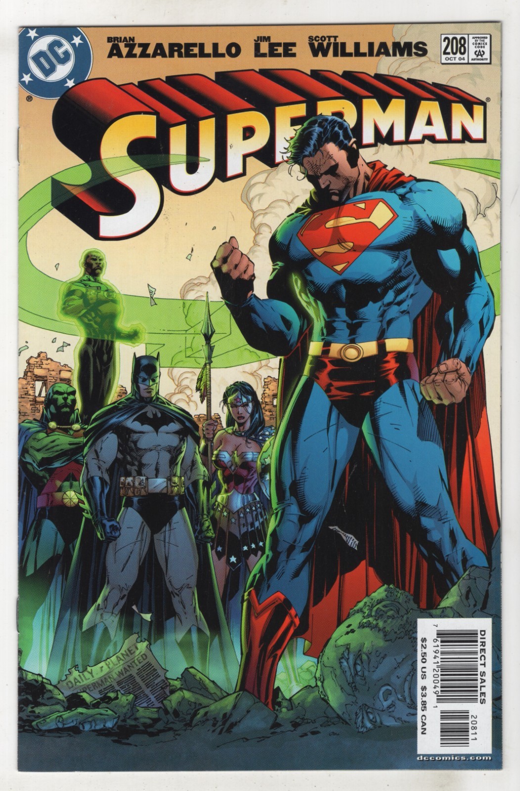 Superman #208 (ottobre 2004, DC) [JLA] Brian Azzarello, Jim Lee o