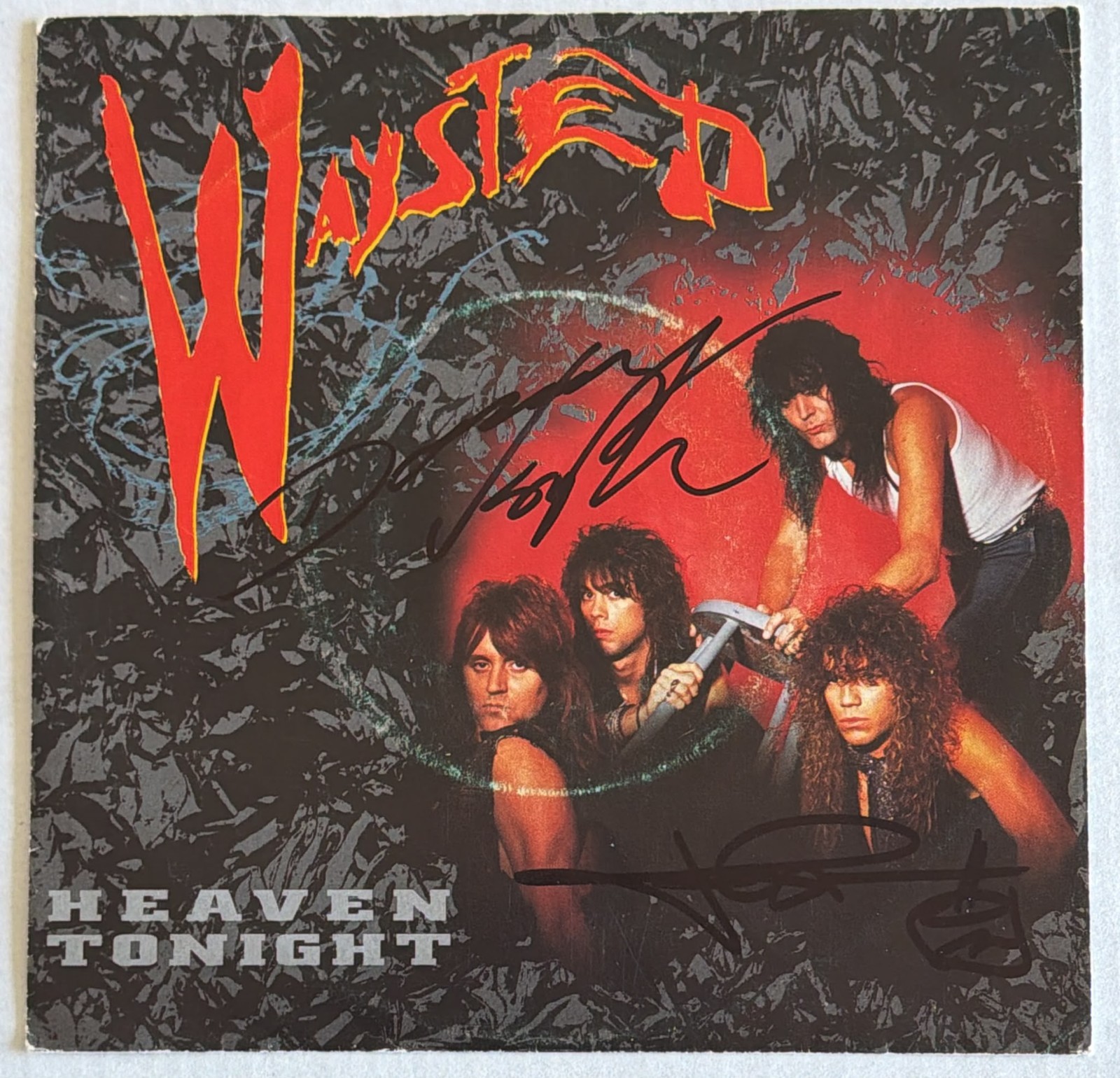 Waysted – Heaven Tonight 7" Single Signed by Johnny Dee & Danny Vaughn