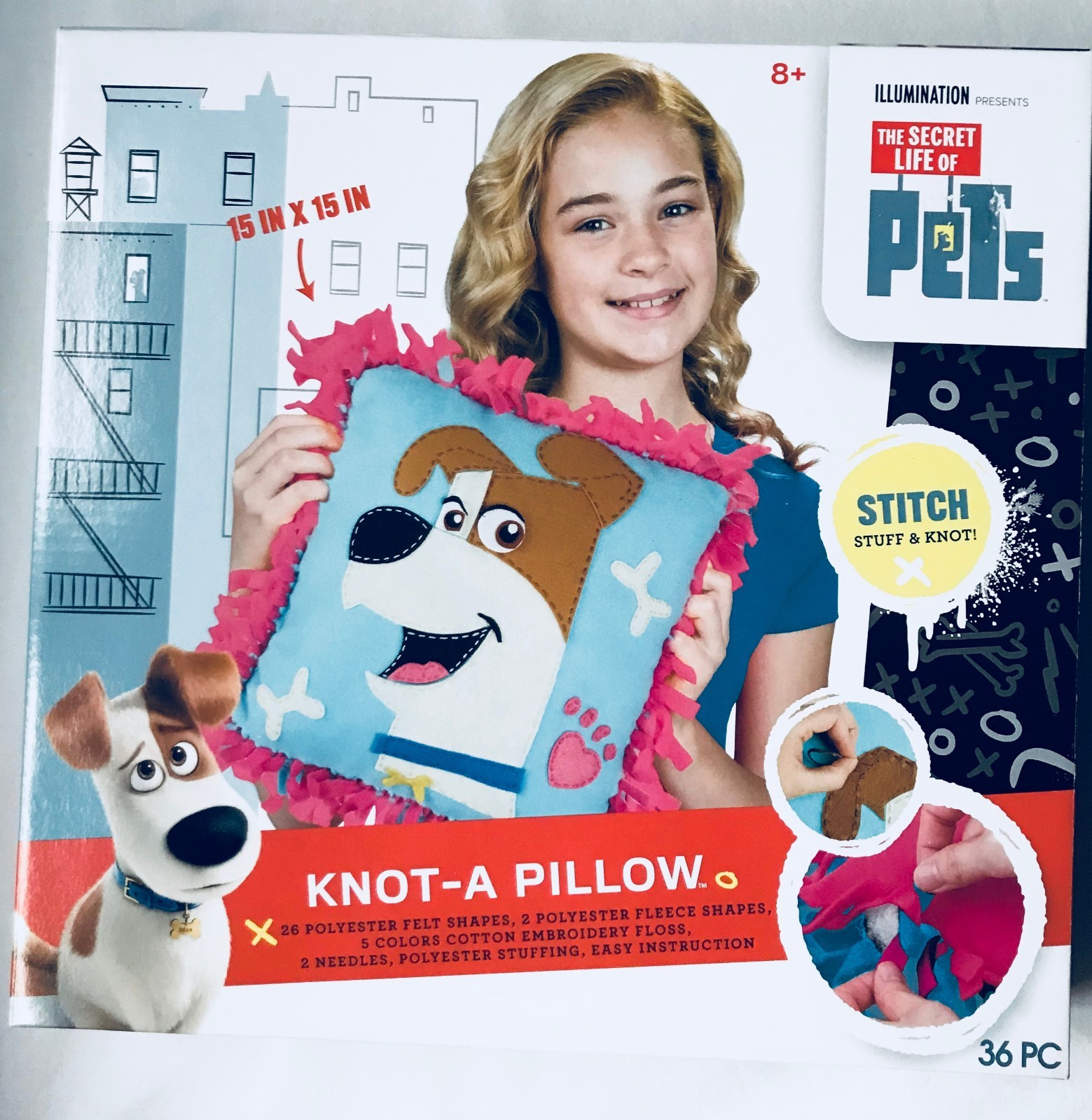 Alex Girls Stitch Knot A Cuscino Kit Artigianale 15X15 Fai da Te Cucito Imbottitura Feltro 8+...