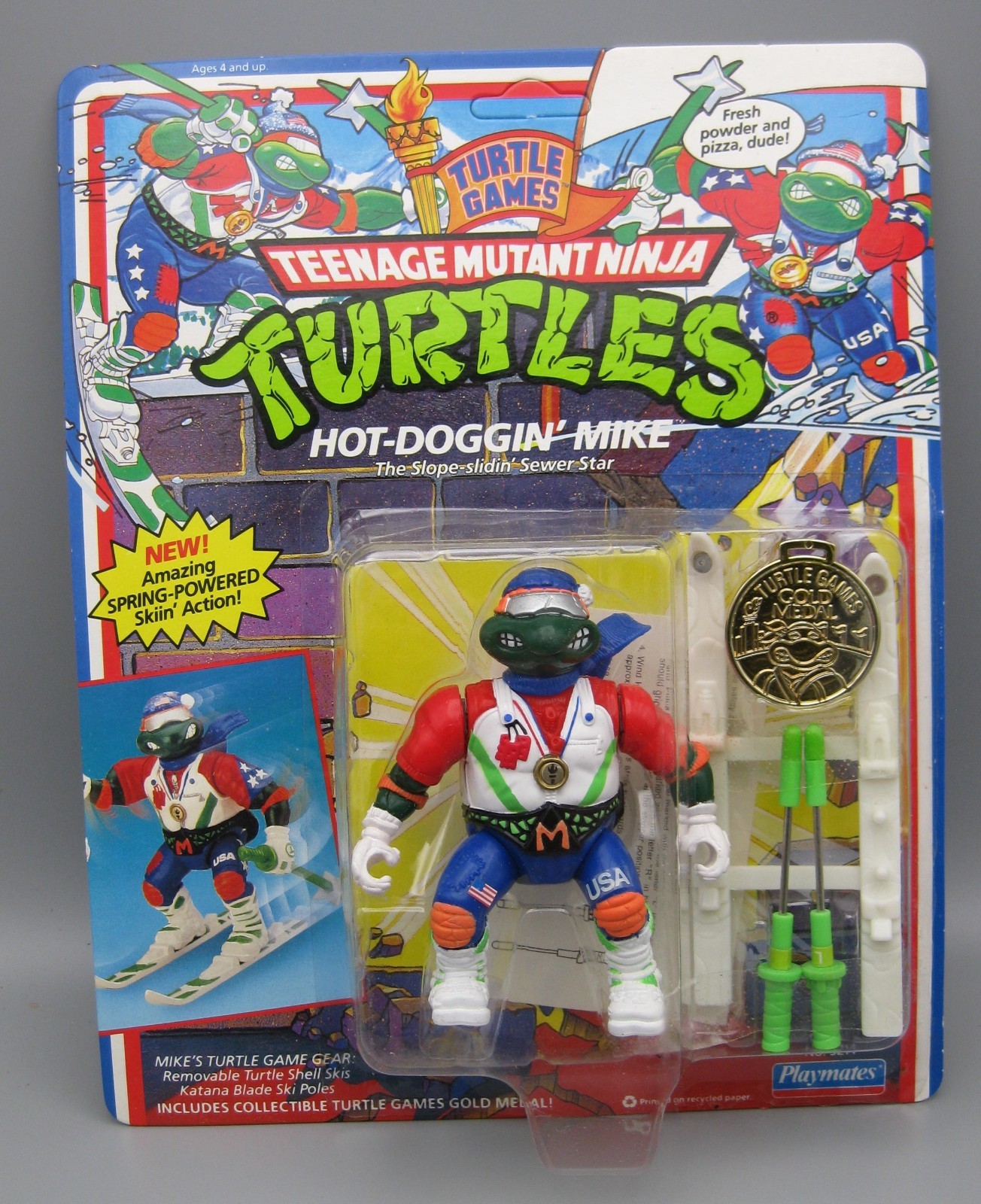 Hot Doggin' Mike Teenage Mutant Ninja Turtles TMNT 1992 Playmates Real Nice!