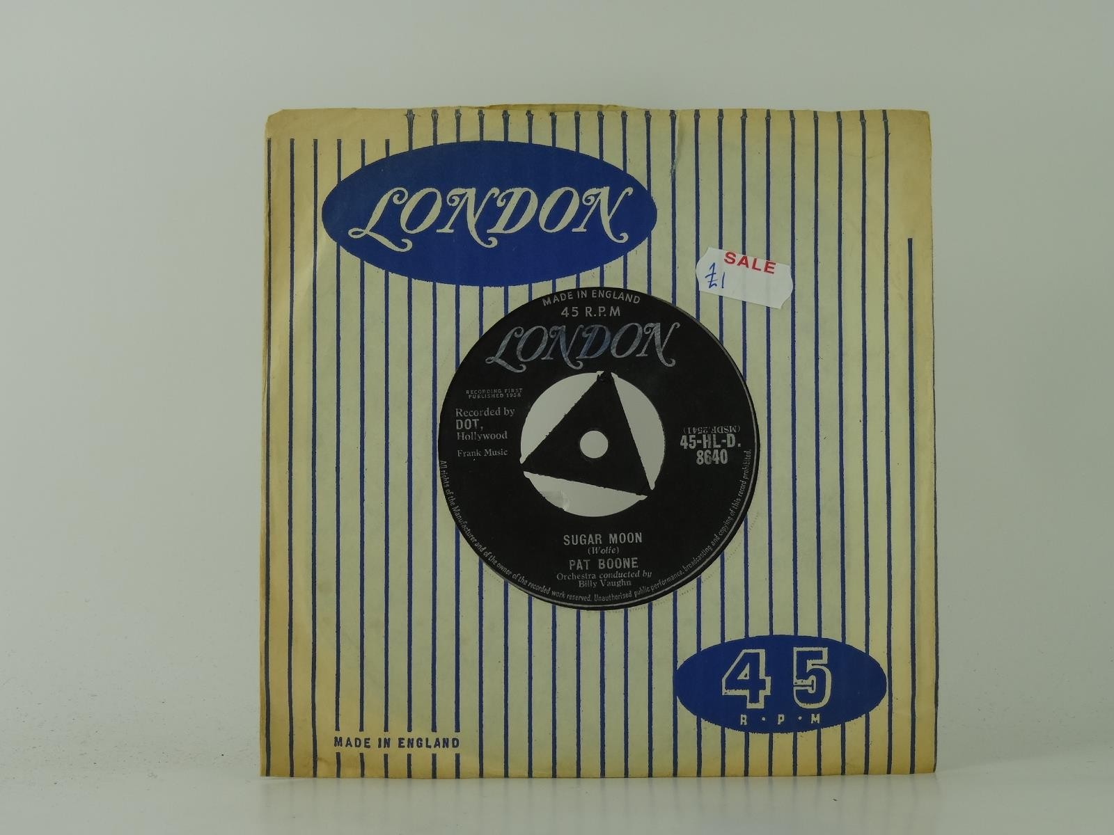 PAT BOONE SUGAR MOON (16) 2 Track 7" Single including Company Sleeve LONDON RECO