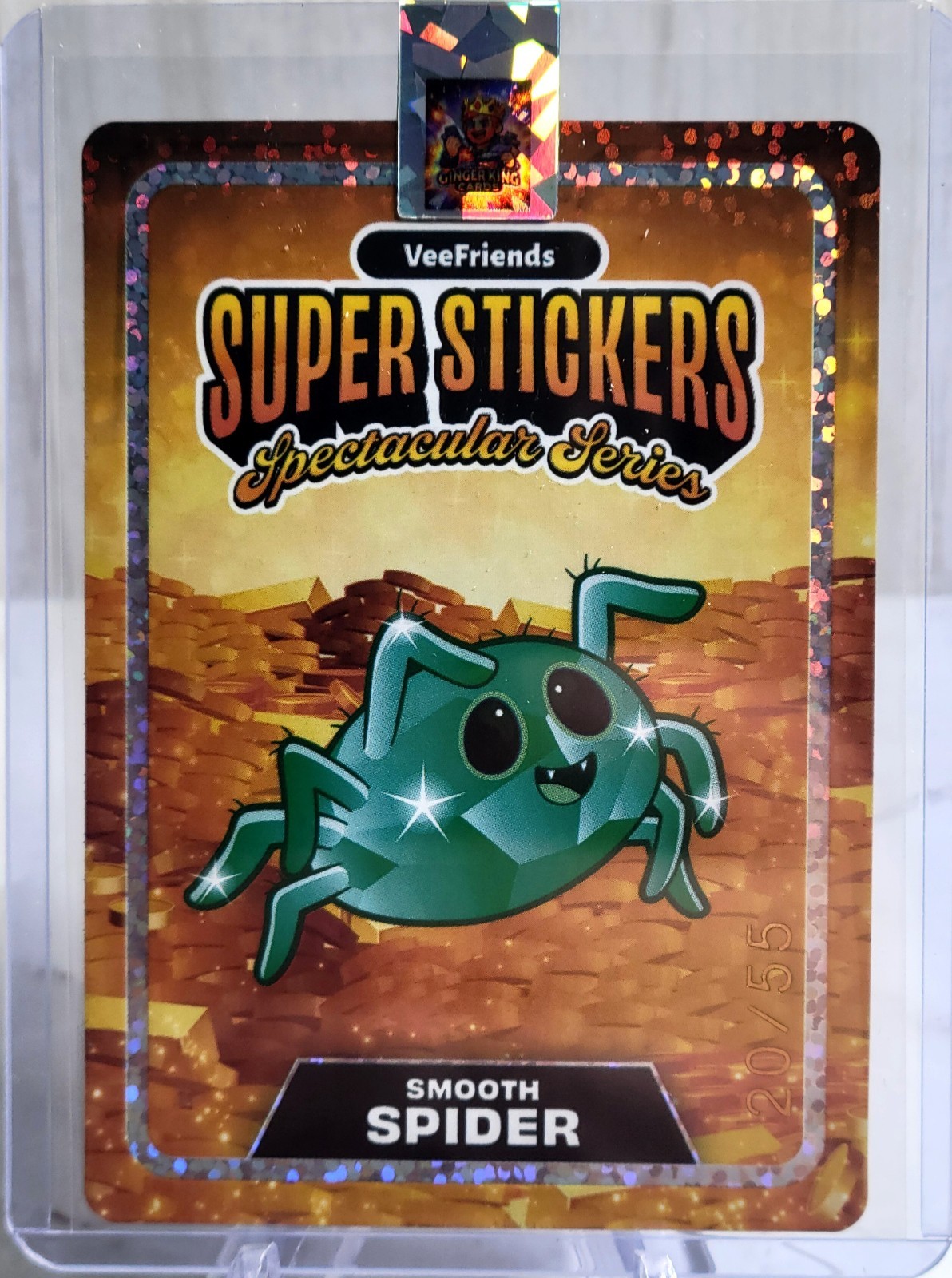 VeeFriends Spectacular Series Super Stickers Smooth Spider Emerald on Gold /55