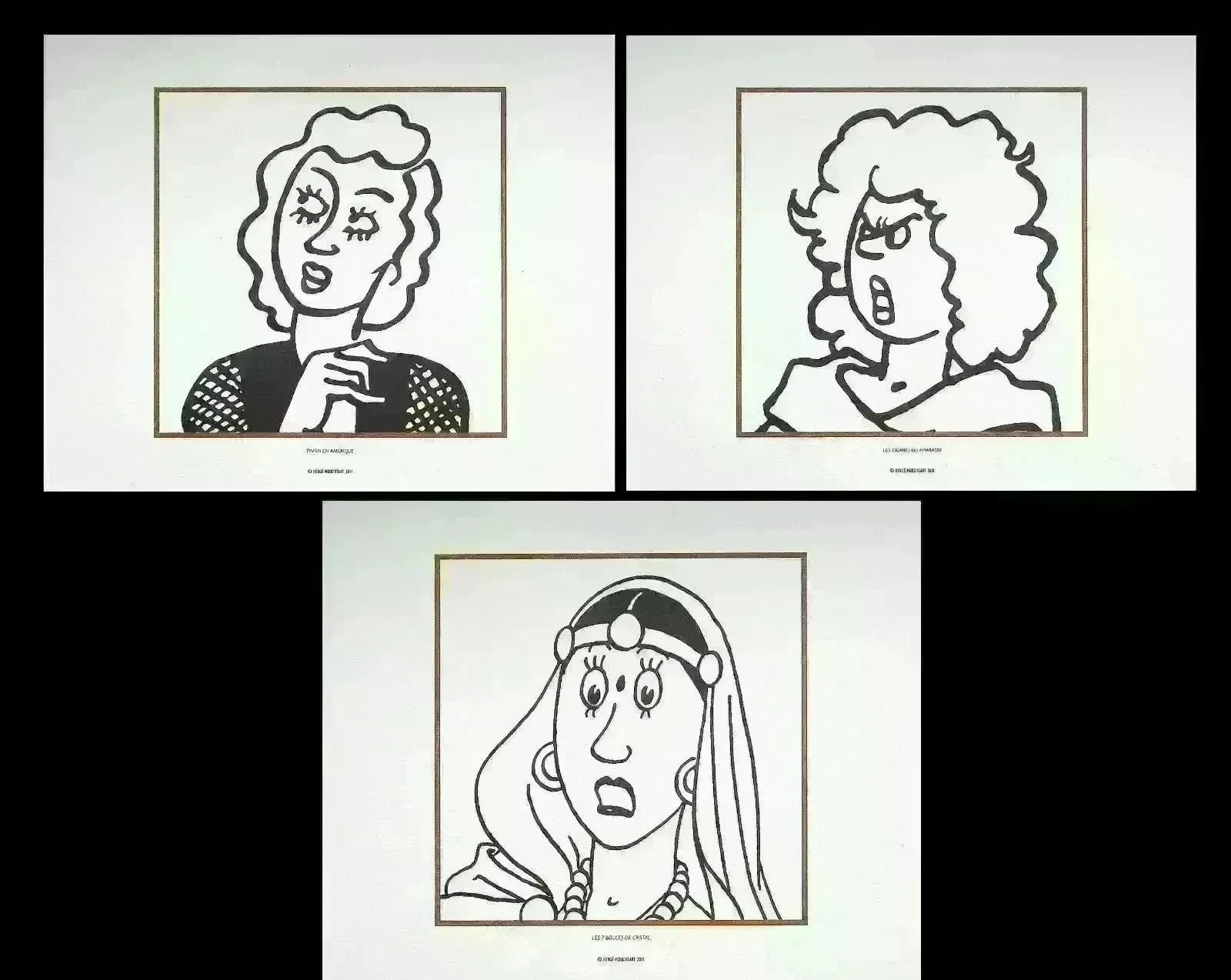 HERGÉ : TINTIN Les femmes, 3 LITHOGRAPHIES Ex Libris, 2011