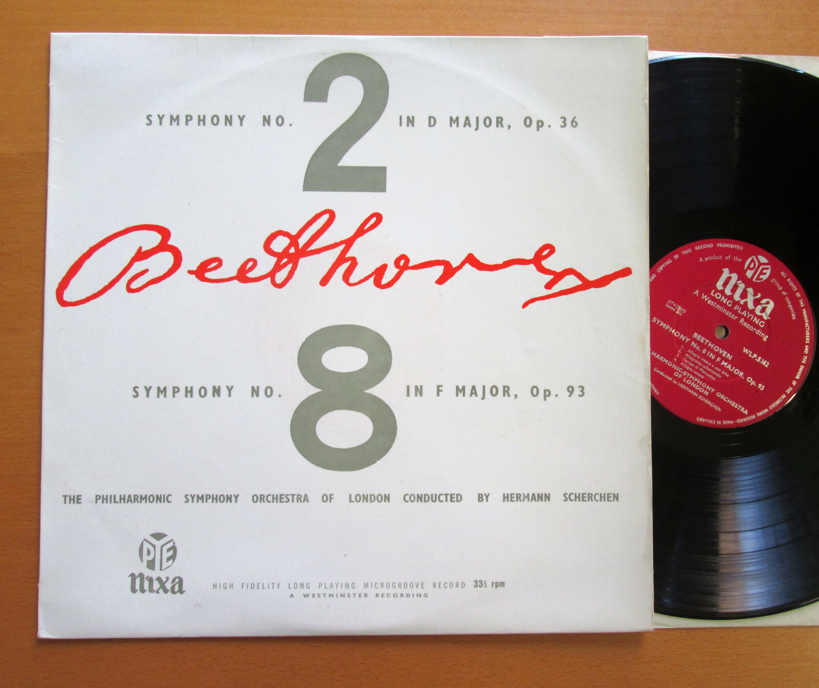 WLP 5362 Beethoven Symphony no. 2 & 8 Hermann Scherchen 1955 PYE Nixa EX