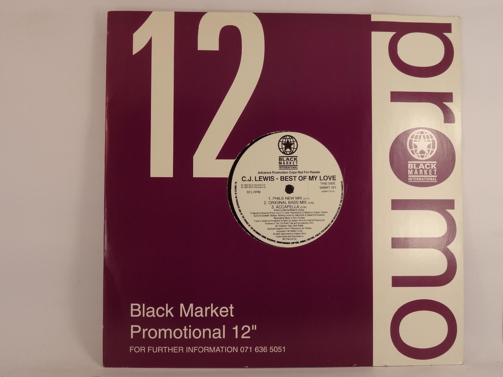 LEWIS,C.J. BEST OF MY LOVE (A) 12" BLACK MARKET INTERNATIONAL