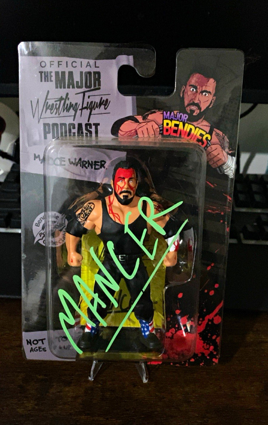 Major Bendies Mance Warner Signed Action Figure  2025 GCW wrestling