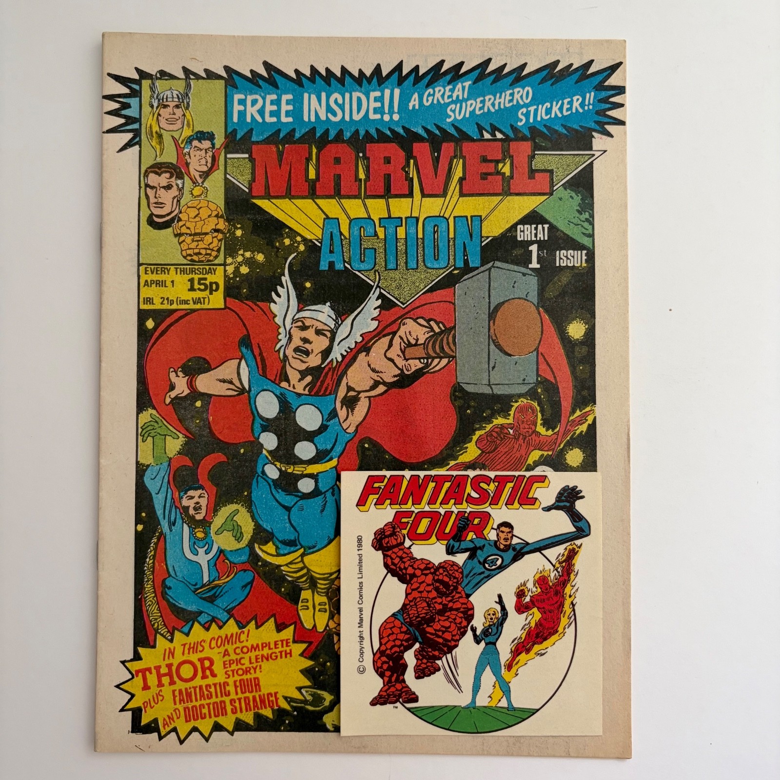 Marvel Action - 1981 - Marvel UK Weekly Comic - With Sticker Free Gift