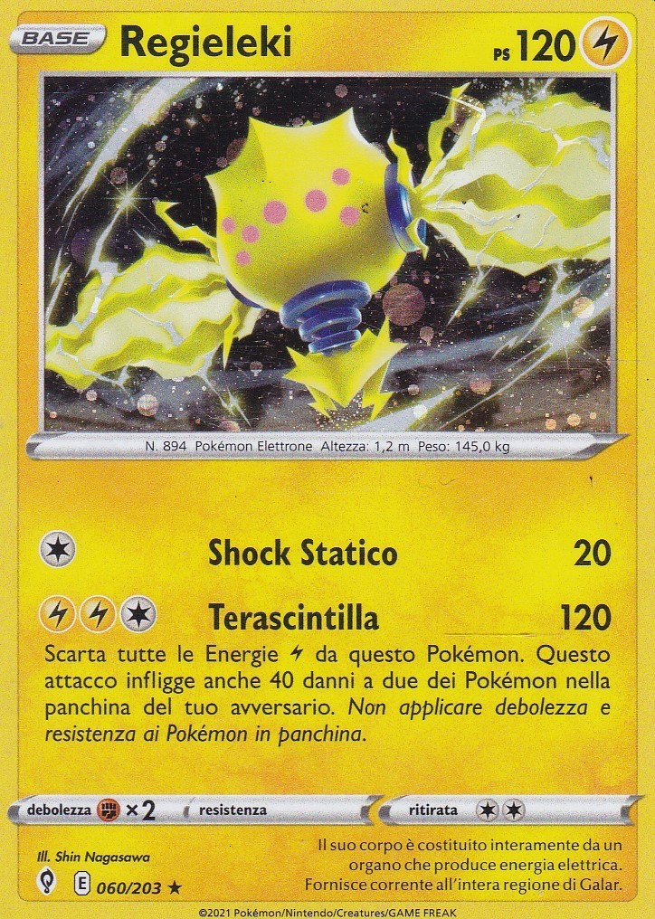 CARTA POKEMON - REGIELEKI - 060/203 - PS 120 - RARA - HOLO - IN ITALIANO
