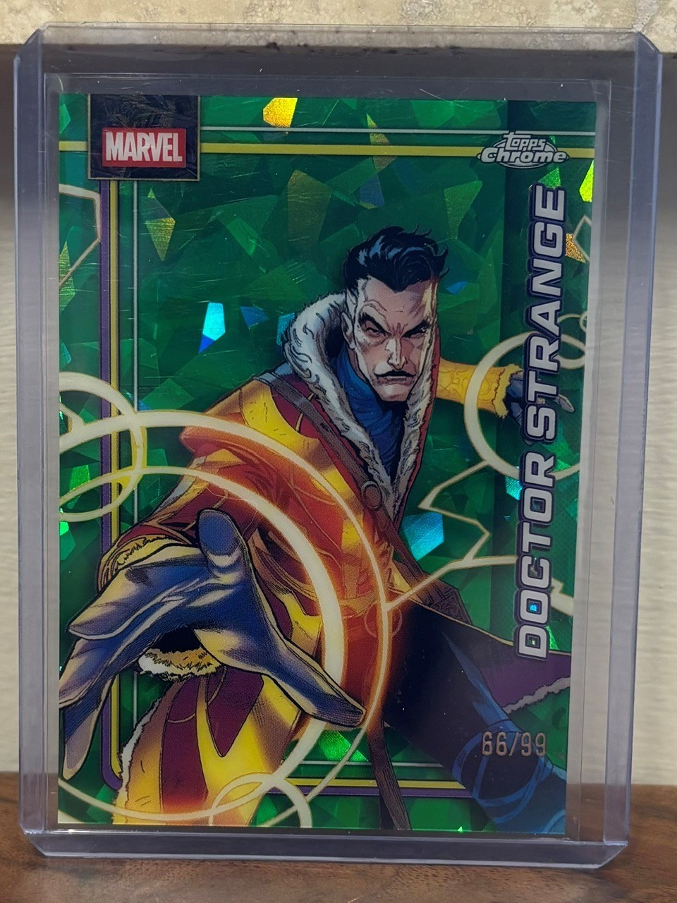 2026 Topps Chrome Marvel Sapphire DOCTOR STRANGE Green 66/99 SP (AMBIGRAM!! SN)