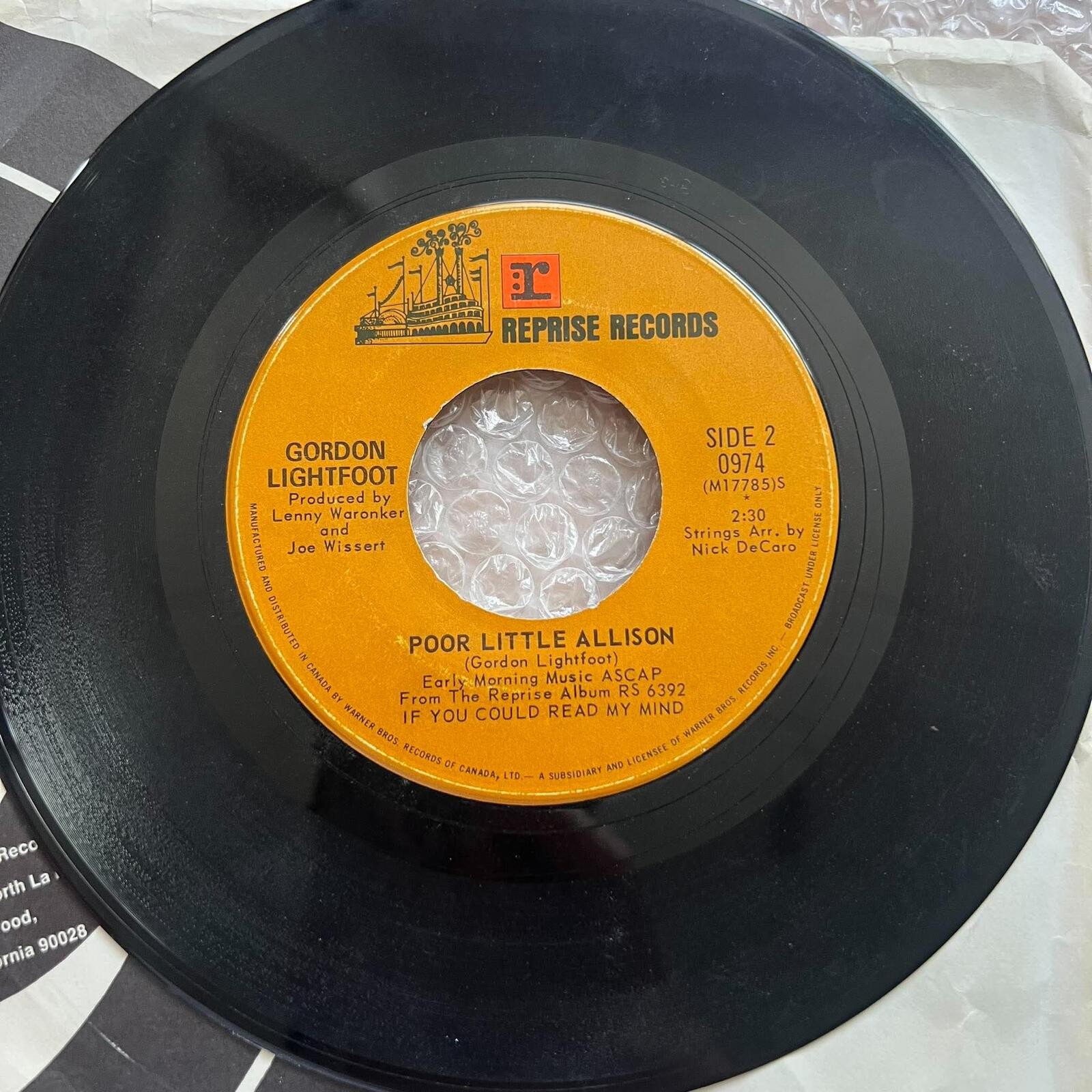 Gordon Lightfoot – If You Could Read My Mind 45rpm 7' Vinyl Record R83